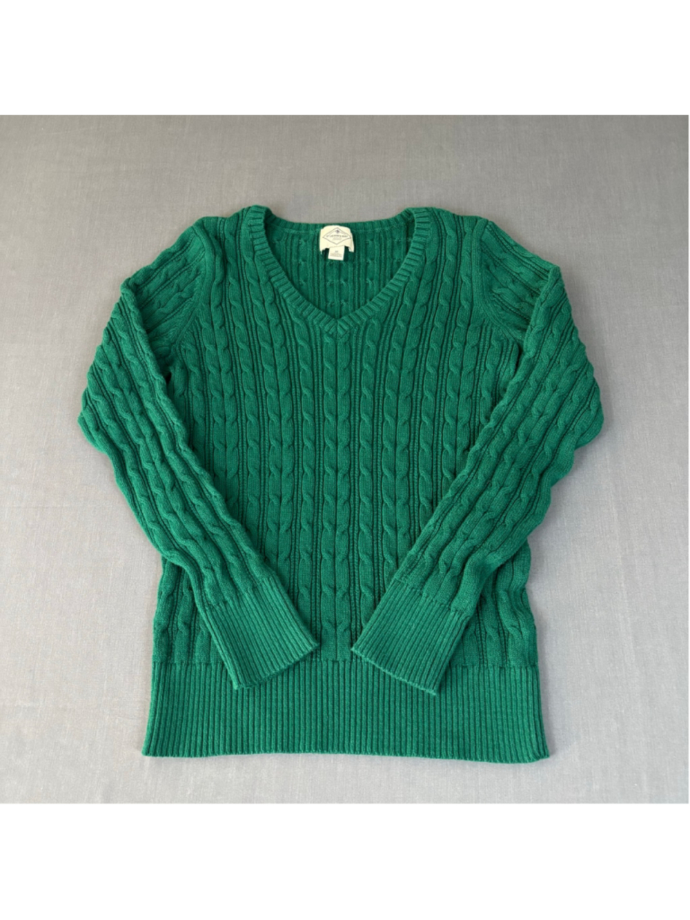 St. John’s Bay Green Cable Knit V-Neck Sweater